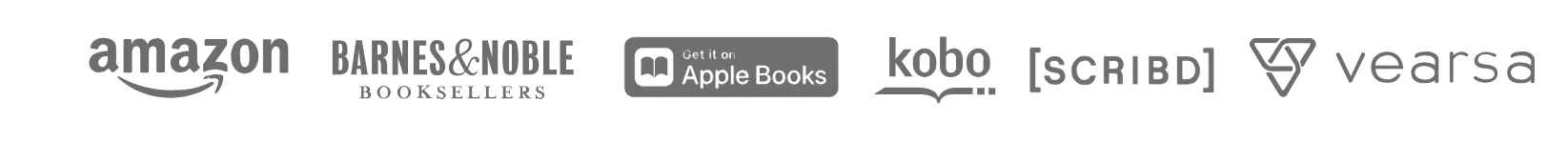Amazon, Barnes & Noble Booksellers, Apple Books, Kobo, Scribd, Vearsa